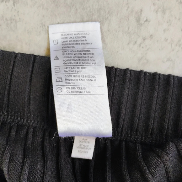 Vince Ribbed Cotton Blend Wide Leg Pants Womens Large Black Crop Minimalist - Picture 11 of 16